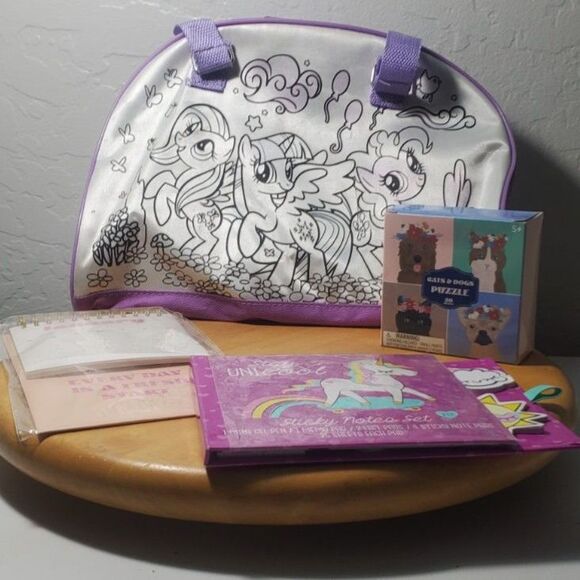 Mixed Lot of My Little Pony Purse, Puzzle, Calendar, Note Pad and Baby Blanket - Picture 1 of 7